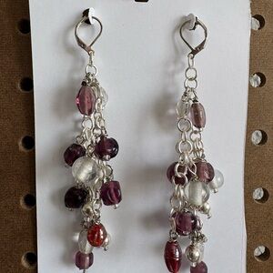 Elegant Handmade Purple Beaded Earrings